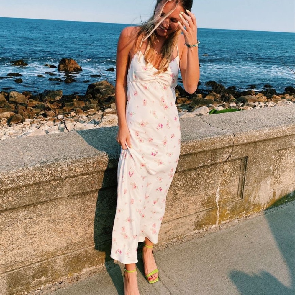 White dress with pink flowers